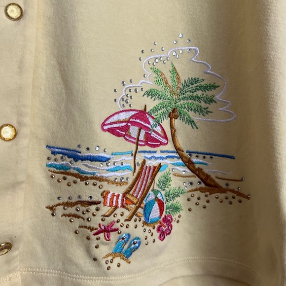 Quacker Factory Button Up T-Shirt Casual Beach Summer Vacation Theme Large - Picture 8 of 9